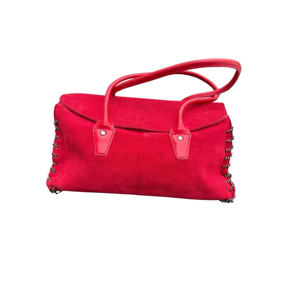 Laura Biagiotti Satchel Bag Womens Medium Red Good Vintage Suede‎ Chain